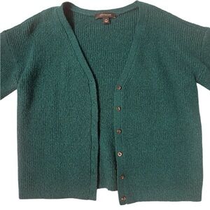 Ann Taylor Deep Green Ribbed Knit Sweater